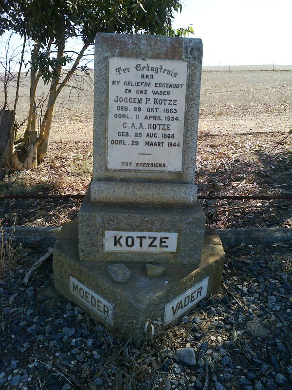 KOTZE Joggem P. 1863-1934 & C.A.A. KOTZE 1868-1944