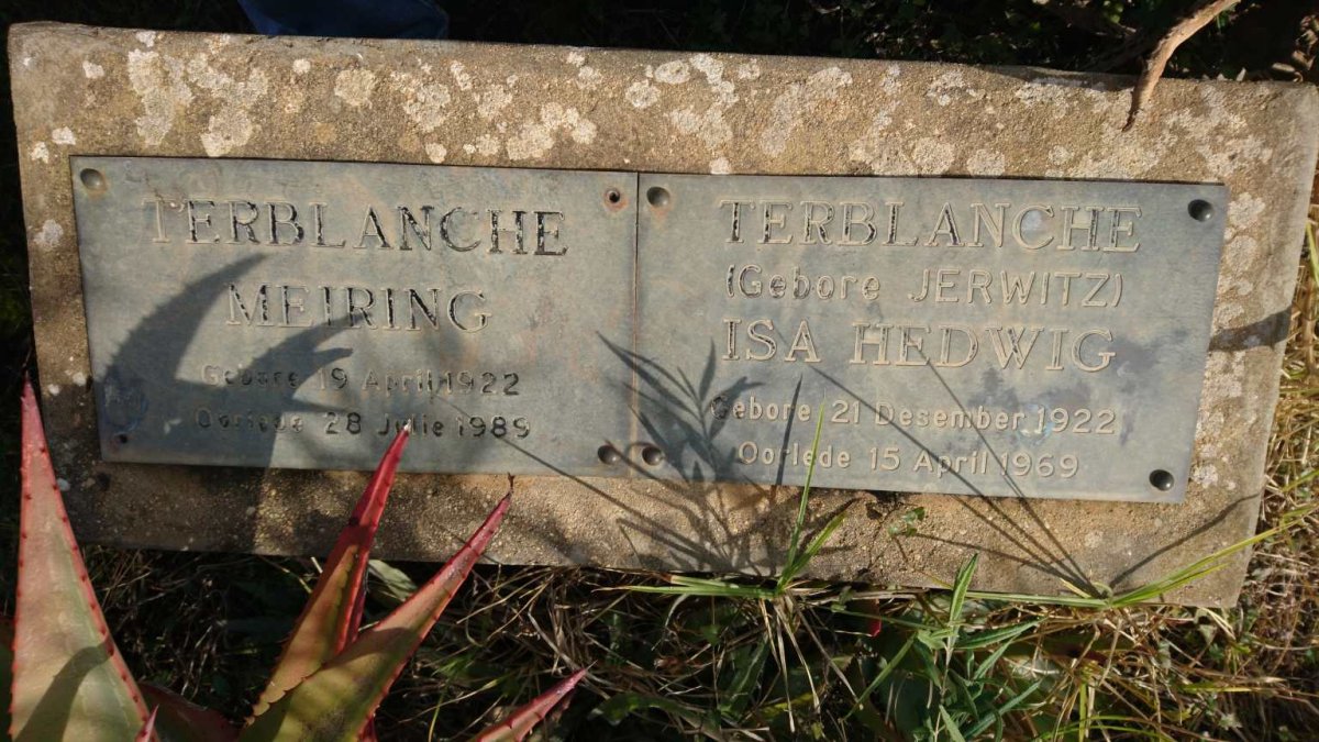 TERBLANCHE Meiring 1922-1989 & Isa Hedwig JERWITZ 1922-1969