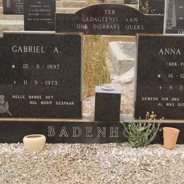 BADENHORST Gabriel A. 1897-1973 &amp; Anna S.E. FOURIE 1895-1973
