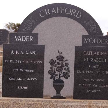 CRAFFORD J.P.A. 1923-2000 &amp; Catharina Elizabeth 1920-1968
