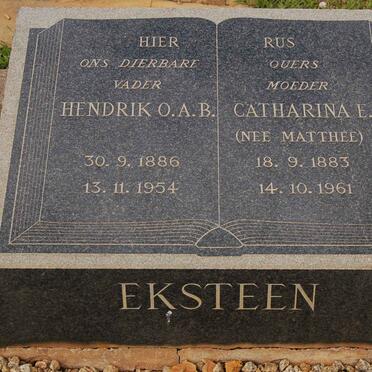 EKSTEEN Hendrik O.A.B. 1886-1954 &amp; Catharina E. MATTHEE 1883-1961