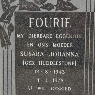 FOURIE Susara Johanna nee HUDDLESTONE 1943-1978