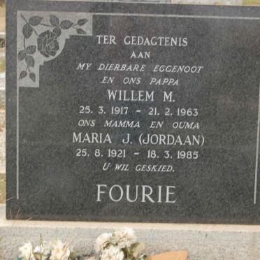 FOURIE Willem M. 1917-1963 &amp; Maria J. JORDAAN 1921-1985