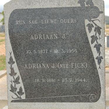FOURIE Adriaan J. 1877-1956 &amp; Adriana J. FICK 1881-1944
