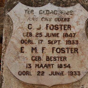 FOSTER C.J. 1847-1933 &amp; E.M.F. nee BESTER 1854-1933