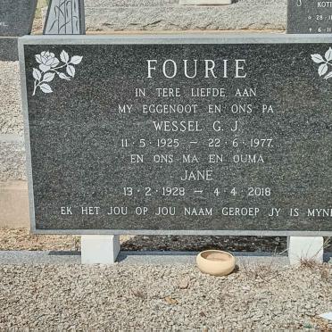 FOURIE Wessel G.J. 1925-1977 &amp; Jane 1928-2018