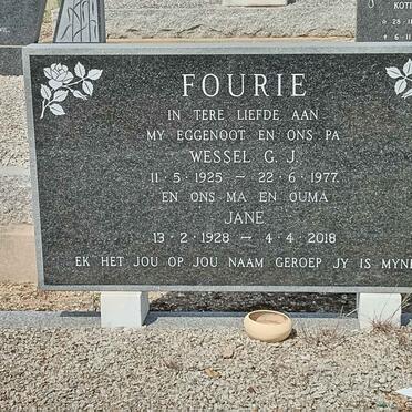FOURIE Wessel G.J. 1925-1977 &amp; Jane 1928-2018