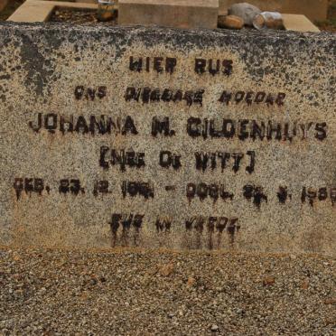 GILDENHUYS Johanna M. nee DE WITT 1861-1968