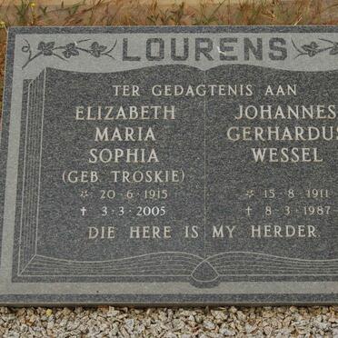 LOURENS Johannes Gerhardus Wessel 1911-1987 &amp; Elizabeth Maria Sophia TROSKIE 1915-2005