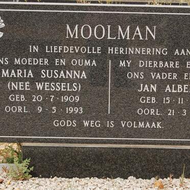 MOOLMAN Jan Albertus 1905-1986 &amp; Maria Susanna WESSELS 1909-1993