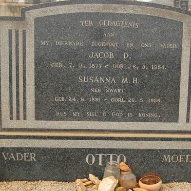 OTTO Jacob D. 1877-1954 &amp; Susanna M.H. SWART 1881-1956