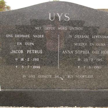 UYS Jacob Petrus 1911-1998 &amp; Anna Sophia HOPLEY 1915-1980