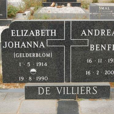 VILLIERS Andreas Benfield, de 1911-2003 &amp; Elizabeth Johanna GELDERBLOM 1914-1990
