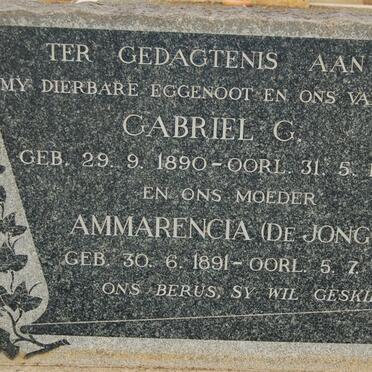 ? Gabriel G. 1890-1958 &amp; Ammarencia DE JONGH 1891-1969