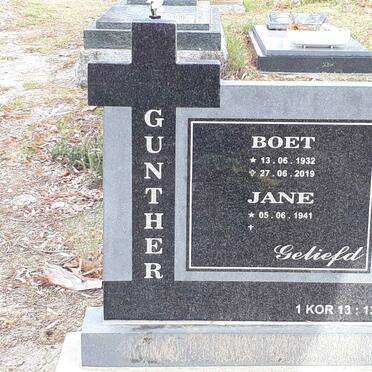 GUNTHER Boet 1932-2019 &amp; Jane 1941-
