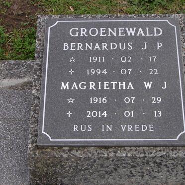 GROENEWALD Bernardus J.P. 1911-1994 &amp; Magrietha W.J. 1916-2014