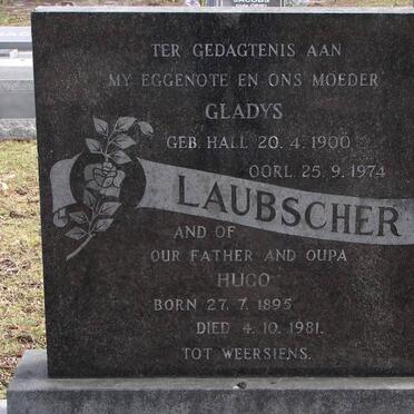 LAUBSCHER Hugo 1895-1981 &amp; Gladys HALL 1900-1974