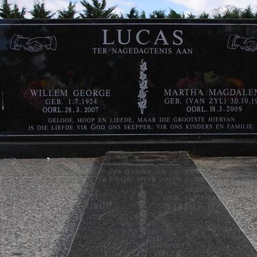 LUCAS Willem George 1924-2007 &amp; Martha Magdalena VAN ZYL 1926-2009