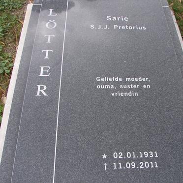 LÖTTER S.J.J nee PRETORIUS 1931-2011