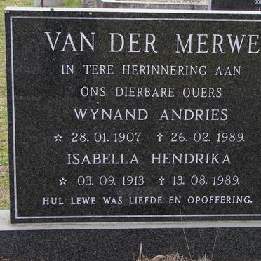 MERWE Wynand Andries, van der 1907-1989 &amp; Isabella Hendrika 1913-1989