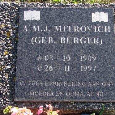 MITROVICH A.M.J. nee BURGER 1909-1997