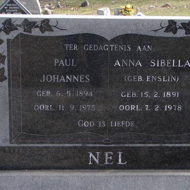 NEL Paul Johannes 1894-1975 &amp; Anna Sibella ENSLIN 1891-1978