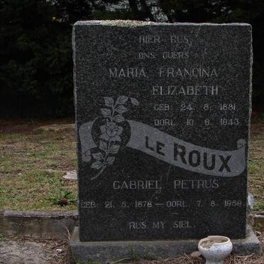 ROUX Gabriel Petrus, le 1878-1959 &amp; Maria Francina Elizabeth 1881-1943