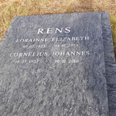 RENS Cornelius Johannes 1921-2018 &amp; Lorainne Elizabeth 1923-2010