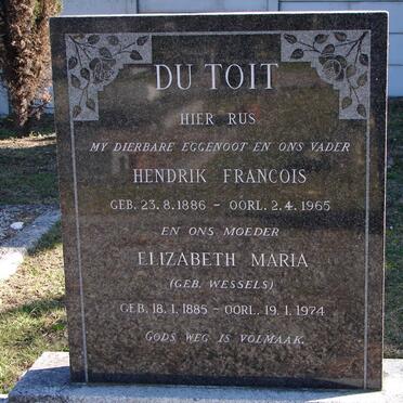 TOIT Hendrik Francois, du 1886-1965 &amp; Elizabeth Maria WESSELS 1885-1974
