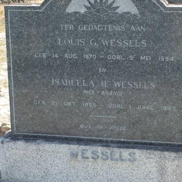 WESSELS Louis G. 1870-1954 &amp; Isabella A. BRAND 1868-1949