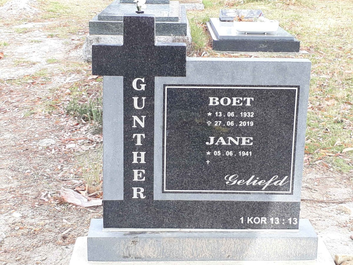 GUNTHER Boet 1932-2019 &amp; Jane 1941-