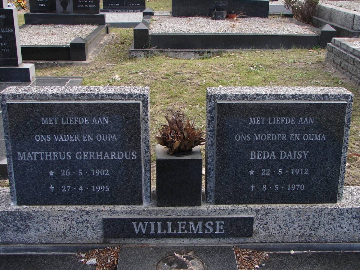 WILLEMSE Mattheus Gerhardus 1902-1995 &amp; Beda Daisy 1912-1970