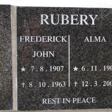 RUBERY Frederick John 1907-1963 &amp; Alma 1908-2006