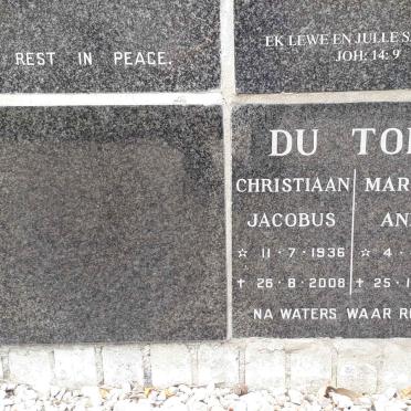 TOIT Christiaan Jacobus, du 1936-2008 &amp; Margery Anéta 1942-2016