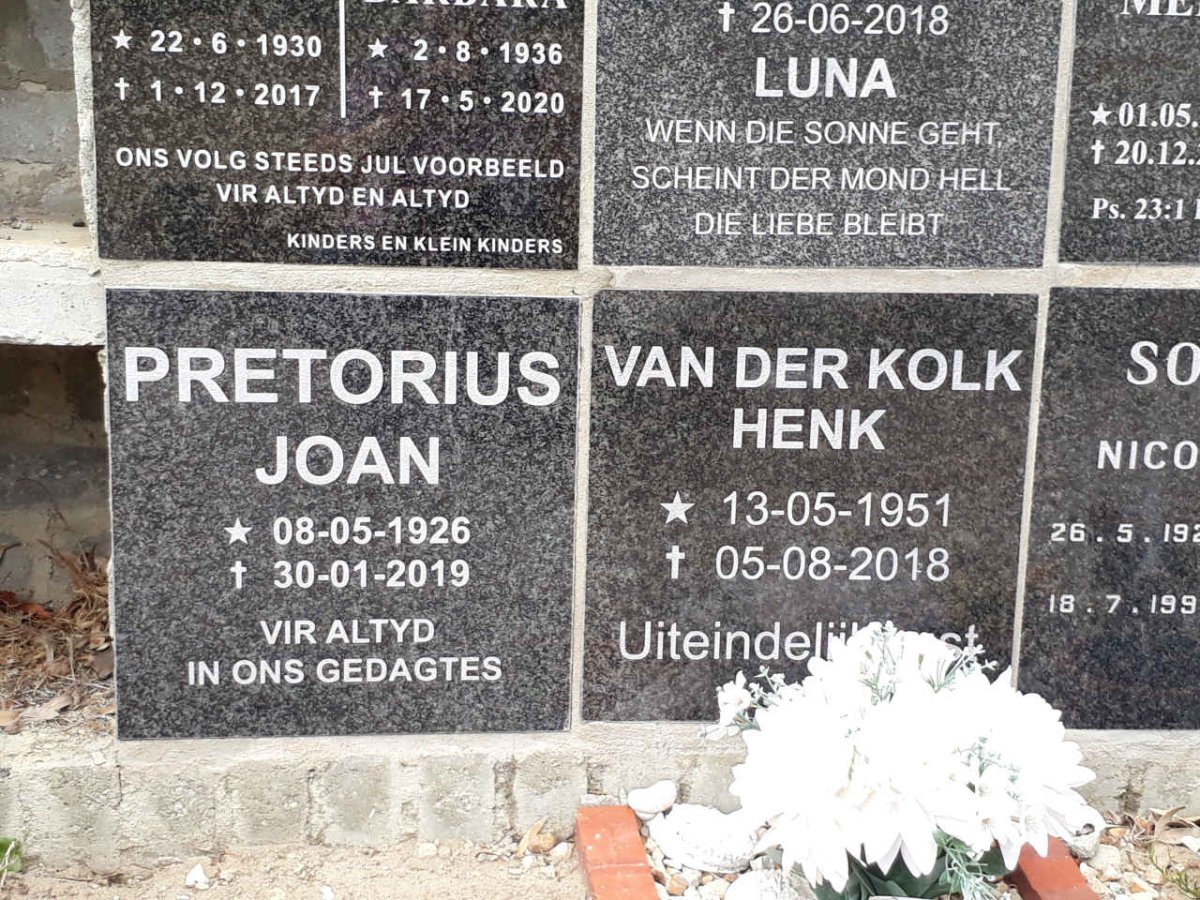 PRETORIUS Joan 1926-2019 :: KOLK Henk, van der 1951-2018