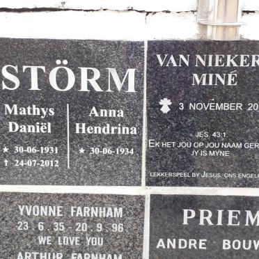 STÖRM Mathys Daniël 1931-2012 &amp; Anna Hendrina 1934- :: NIEKERK Miné, van -2015