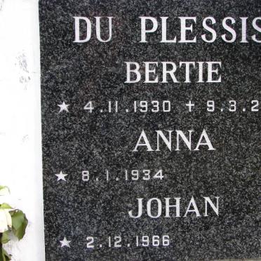 PLESSIS Bertie, du 1930-2011 :: DU PLESSIS Anna 1934- :: DU PLESSIS Johan 1966-