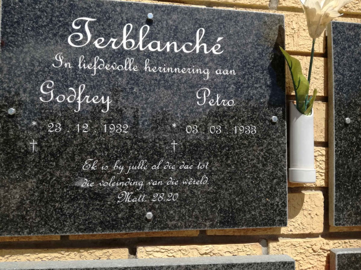 TERBLANCHÉ Godfrey 1932- & Petro 1933-