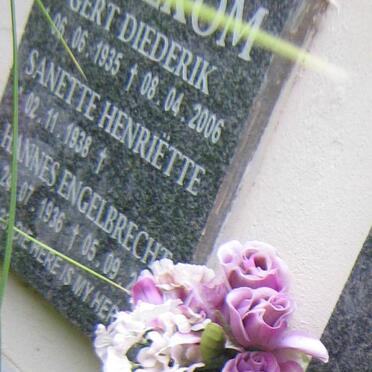 HANEKOM Gert Diederik 1935-2006 &amp; Sanette Henriëtte 1938-