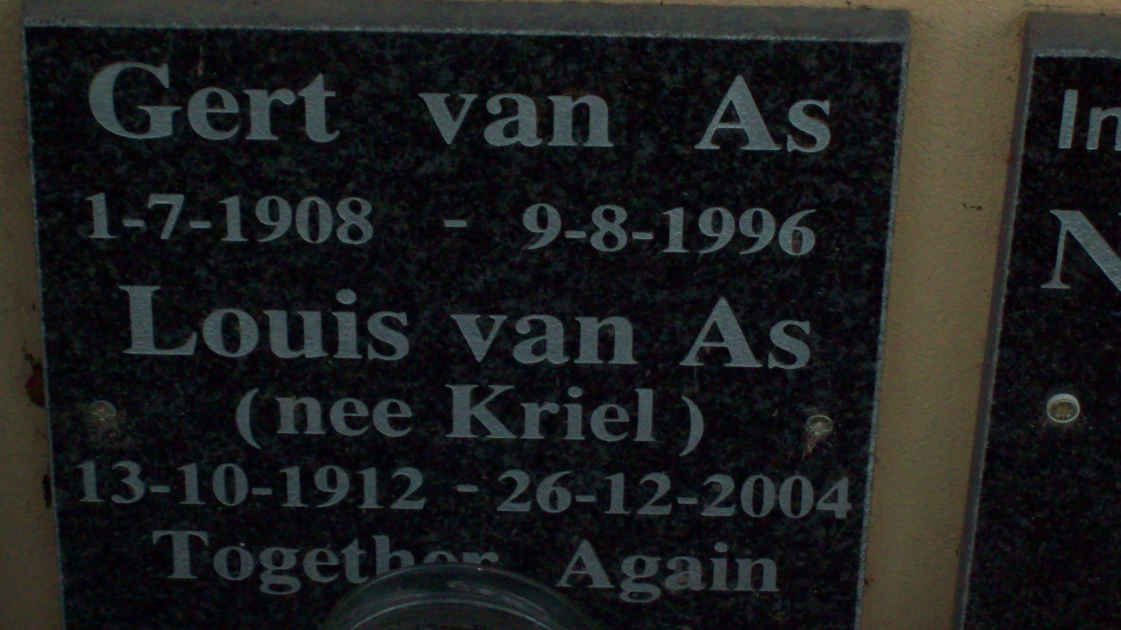 AS Gert, van 1908-1996 & Louis KRIEL 1912-2004