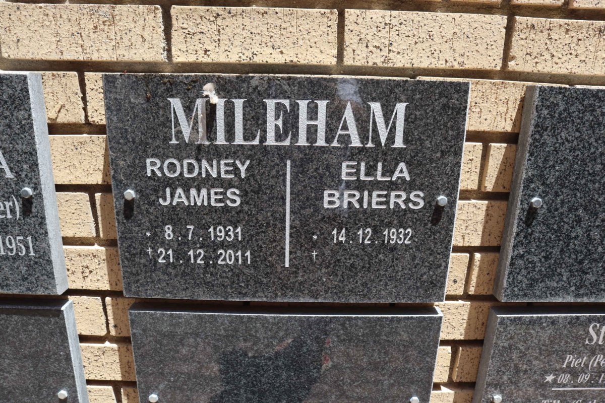 MILEHAM Rodney James 1931-2011 & Ella Briers 1932-