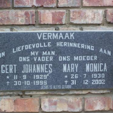 VERMAAK Gert Johannes 1929-1995 &amp; Mary Monica 1930-2002