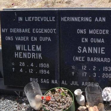 ? Willem Hendrik, van 1908-1994 &amp; Sannie BARNARD 1933-2003