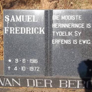BERGH Samuel Frederick, van der 1916-1972