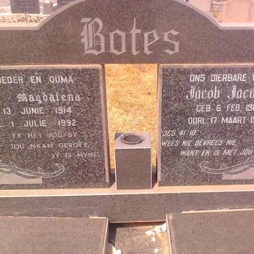 BOTES Jacob Jacobus 1908-1960 &amp; Hilda Magdalena 1914-1992