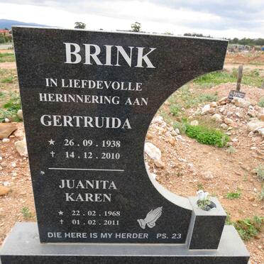 BRINK Gertruida 1938-2010 :: BRINK Juanita Karen 1968-2011