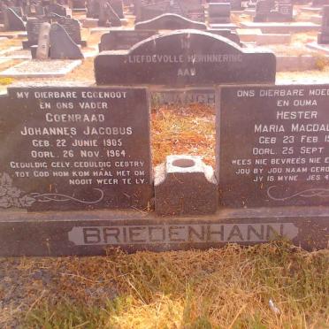 BRIEDENHANN Coenraad Johannes Jacobus 1905-1964 &amp; Hester Maria Magdalena 1906-1978