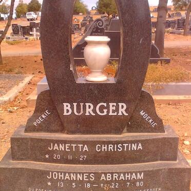 BURGER Johannes Abraham 1918-1980 &amp; Janetta Christina 1927-