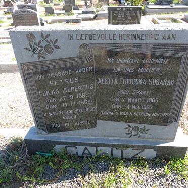 CALITZ Petrus Lukas Albertus 1883-1969 & Aletta Fredrika Susarah SWART 1886-1967