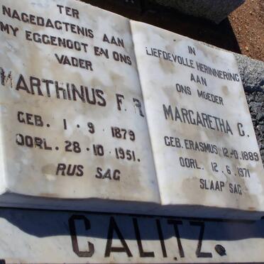 CALITZ Marthinus F.R. 1879-1951 &amp; Margaretha C. ERASMUS 1889-1971